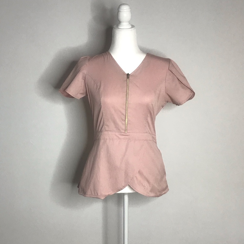 Pink peplum jaanuu scrub top size S